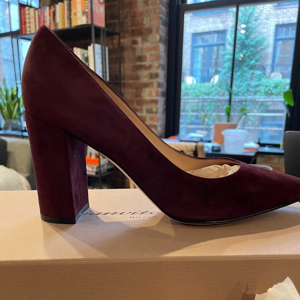 Gianvito Rossi Piper 85 Suede Pump (Size 37.5) Burgundy/Brown (Brand New)